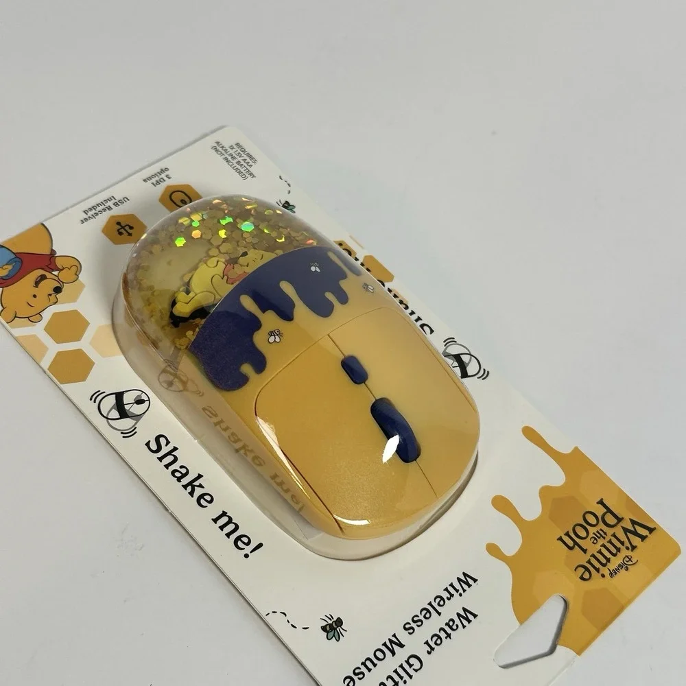 Disney Winnie The‎ Pooh Water Glitter Wireless Mouse USB Receiver New